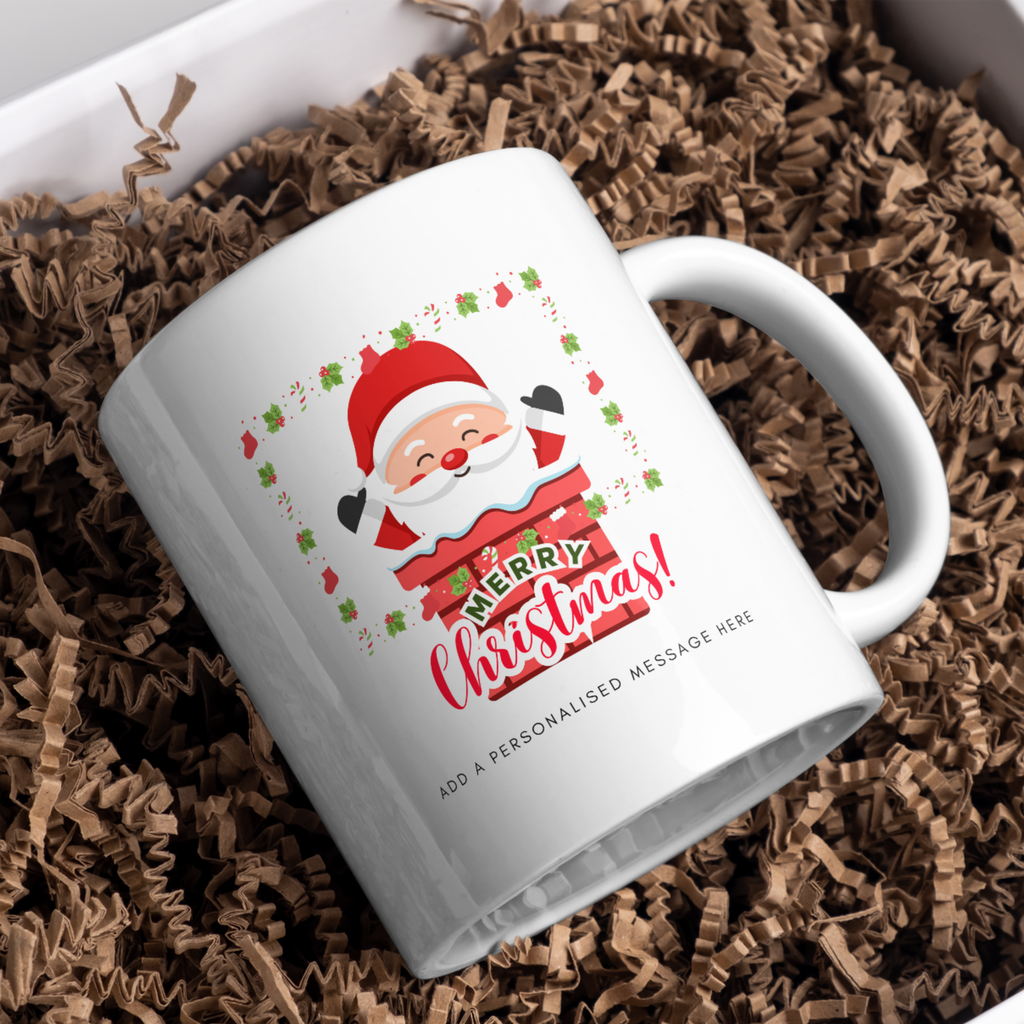 Smiling Santa Christmas Mug – gift presentation on paper packing