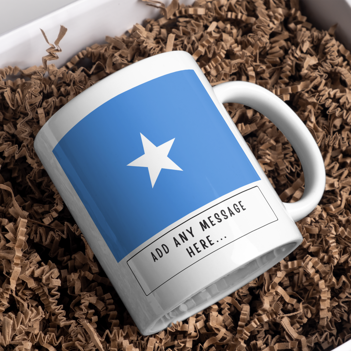 Personalised Somalia flag mug – gift presentation on paper packing