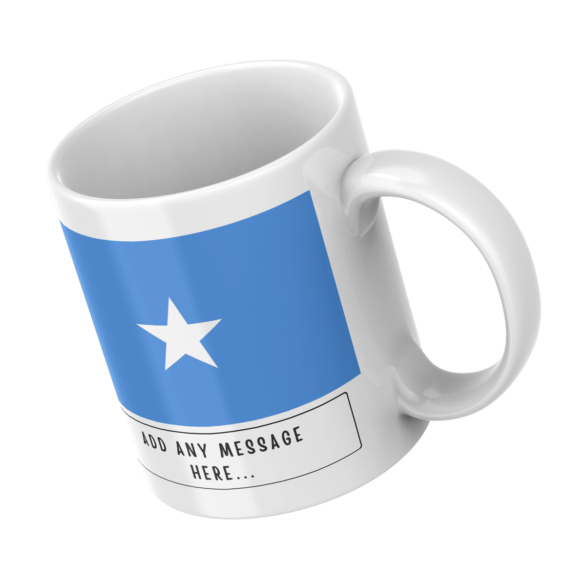 Personalised Somalia flag mug – angled view