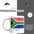 Personalised South Africa flag mug – personalisation and care information