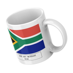 Personalised South Africa flag mug – angled view