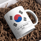 Personalised South Korea flag mug – gift presentation on paper packing