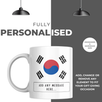 Personalised South Korea flag mug – personalisation and care information