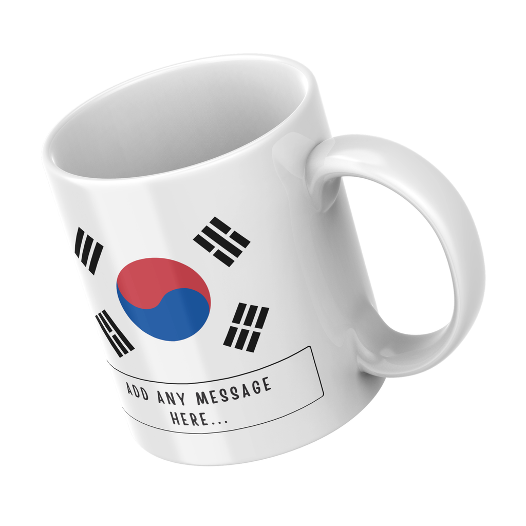 Personalised South Korea flag mug – angled view