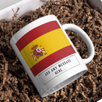 Personalised Spain flag mug – gift presentation on paper packing