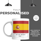 Personalised Spain flag mug – personalisation and care information
