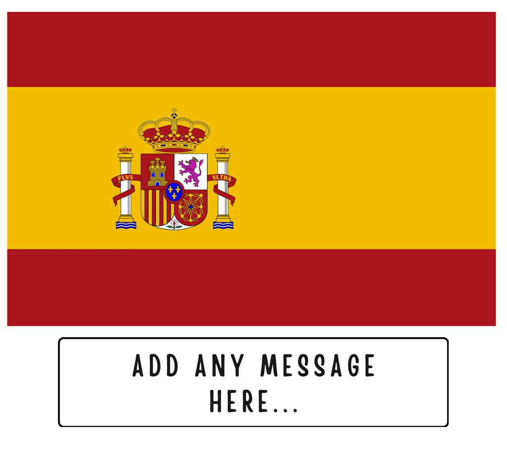 Personalised Spain flag mug – flat source artwork with space for a personalised message