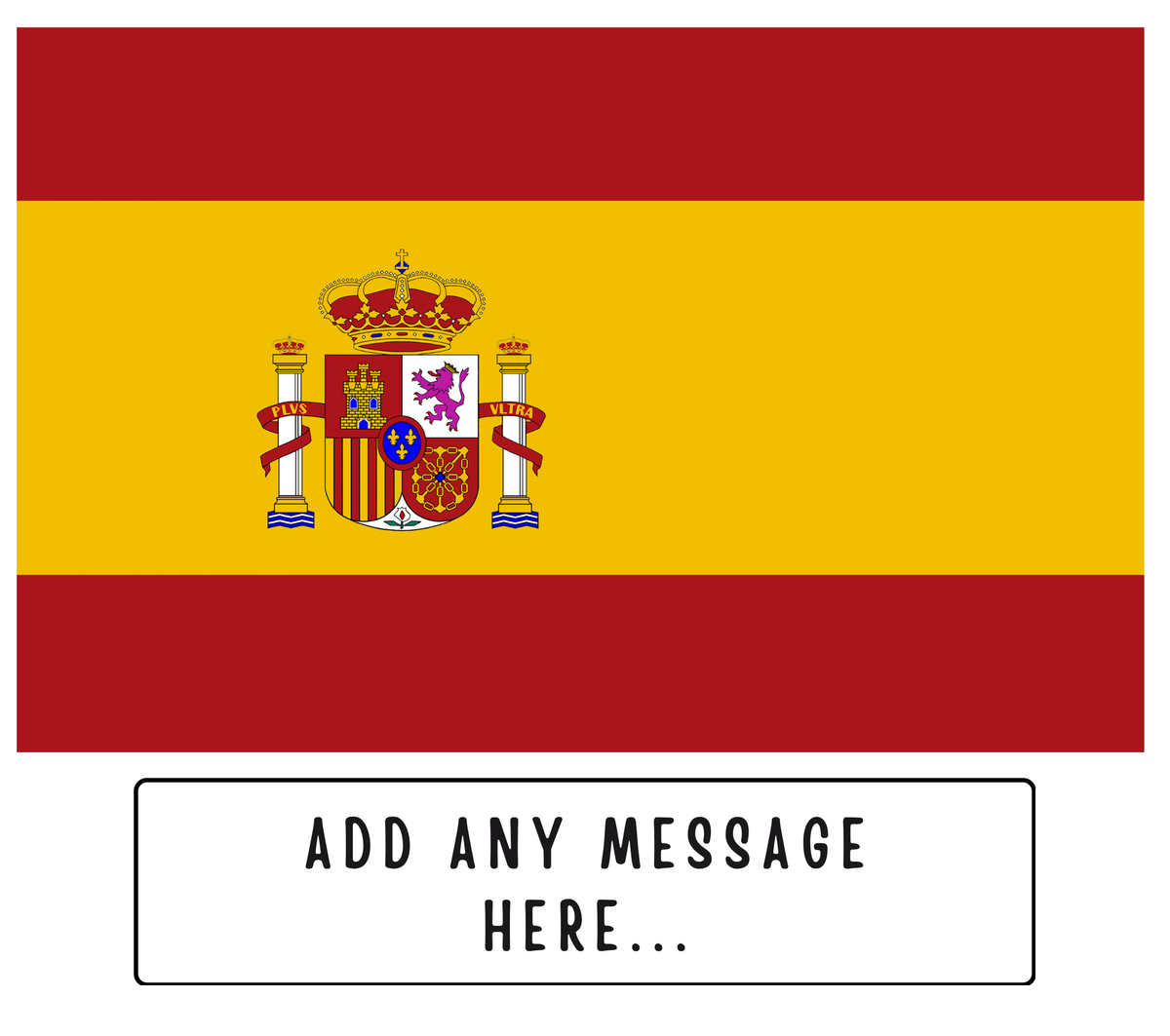Personalised Spain flag mug – flat source artwork with space for a personalised message