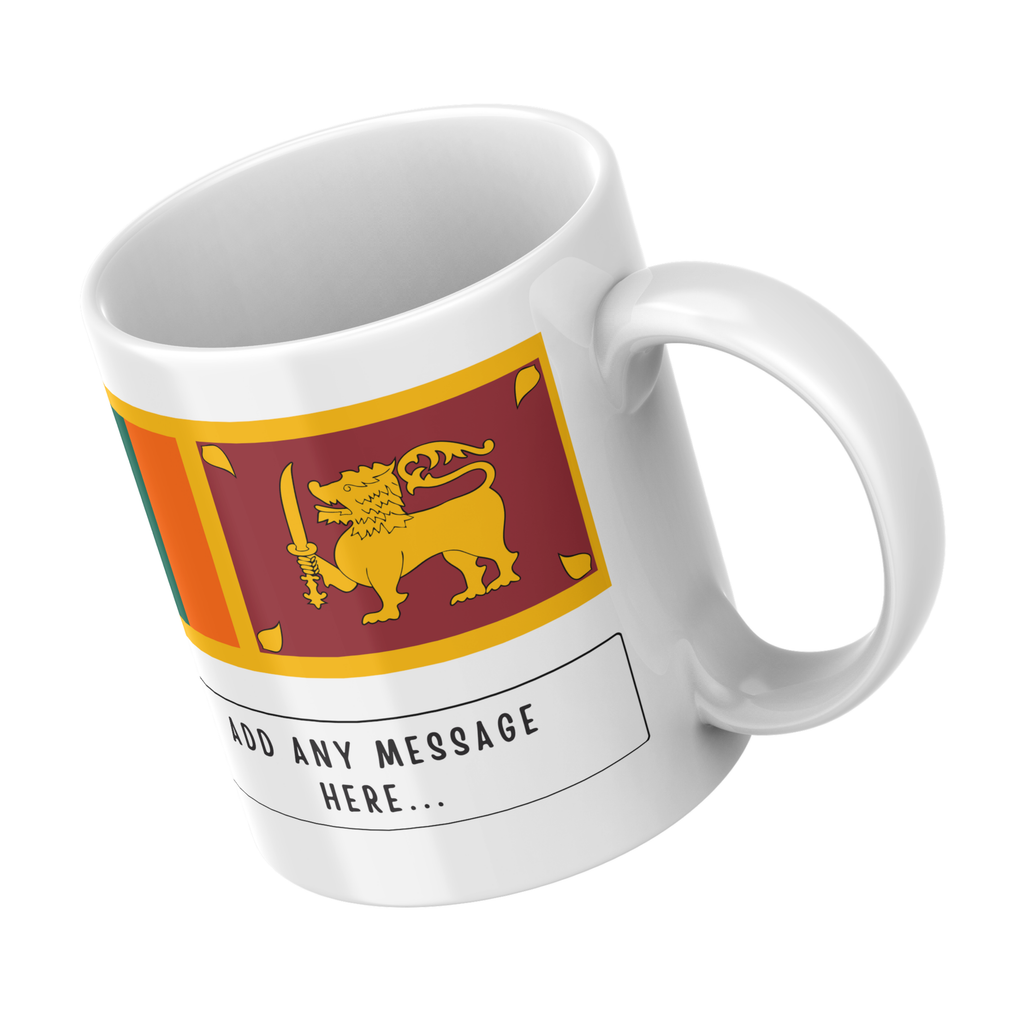 Personalised Sri Lanka flag mug – angled view