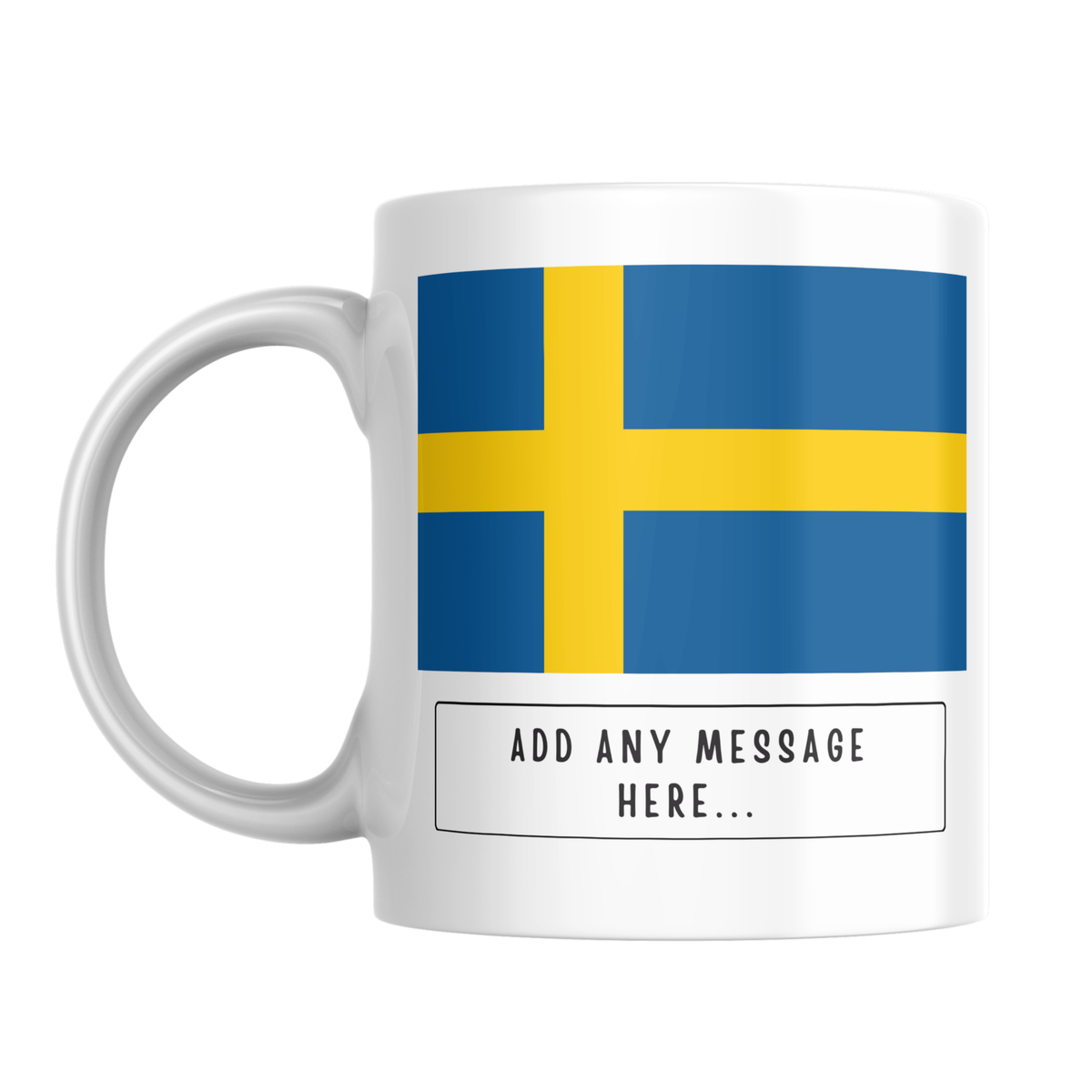 Personalised Sweden flag mug – front view