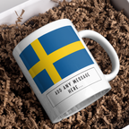 Personalised Sweden flag mug – gift presentation on paper packing