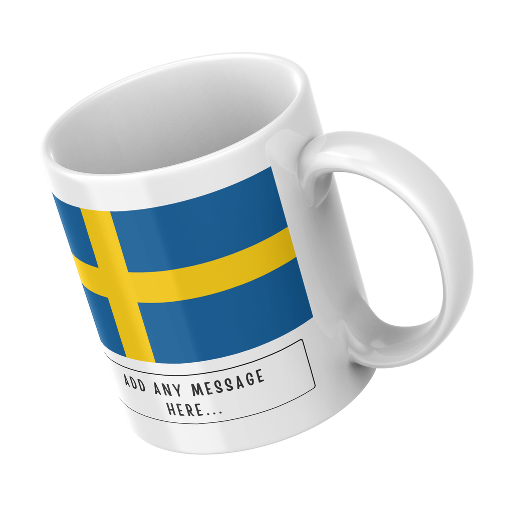 Personalised Sweden flag mug – angled view