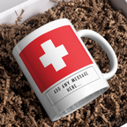 Personalised Switzerland flag mug – gift presentation on paper packing