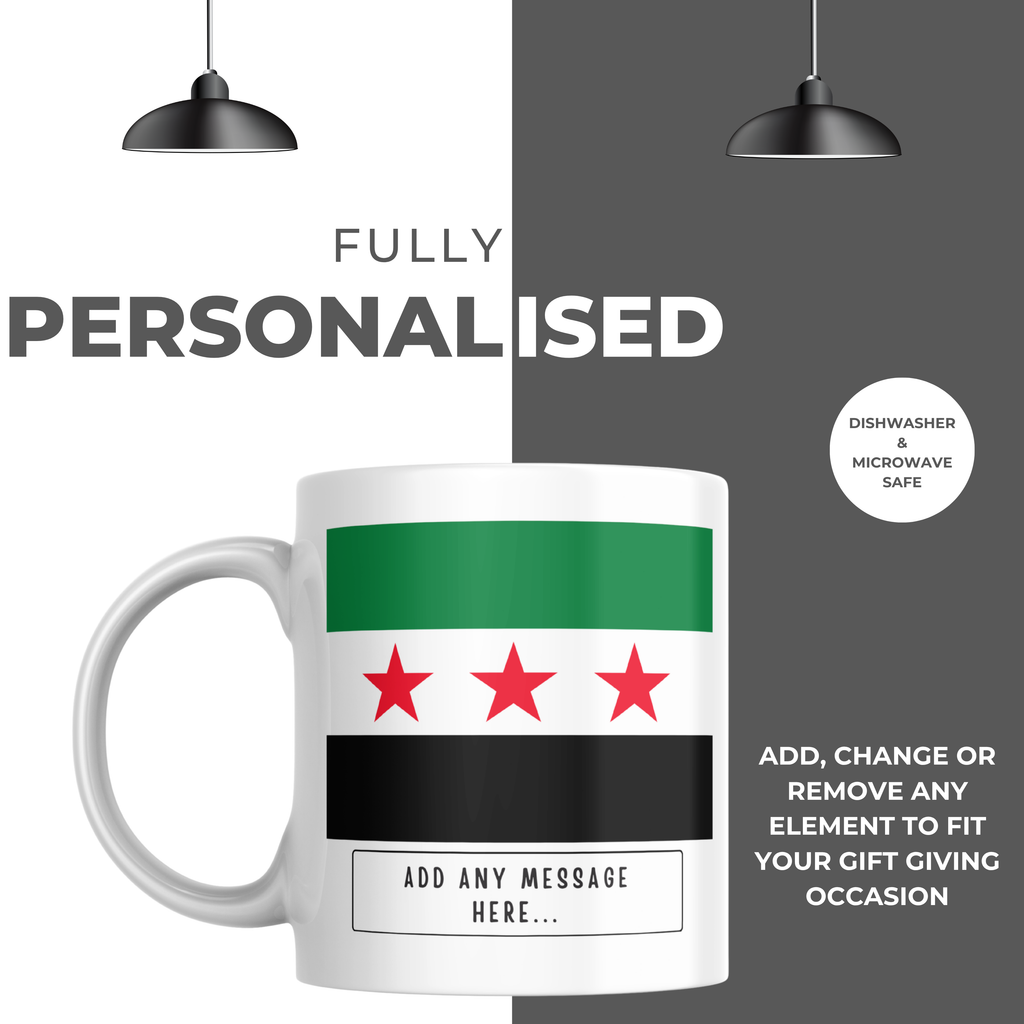 Personalised Syria flag mug – personalisation and care information