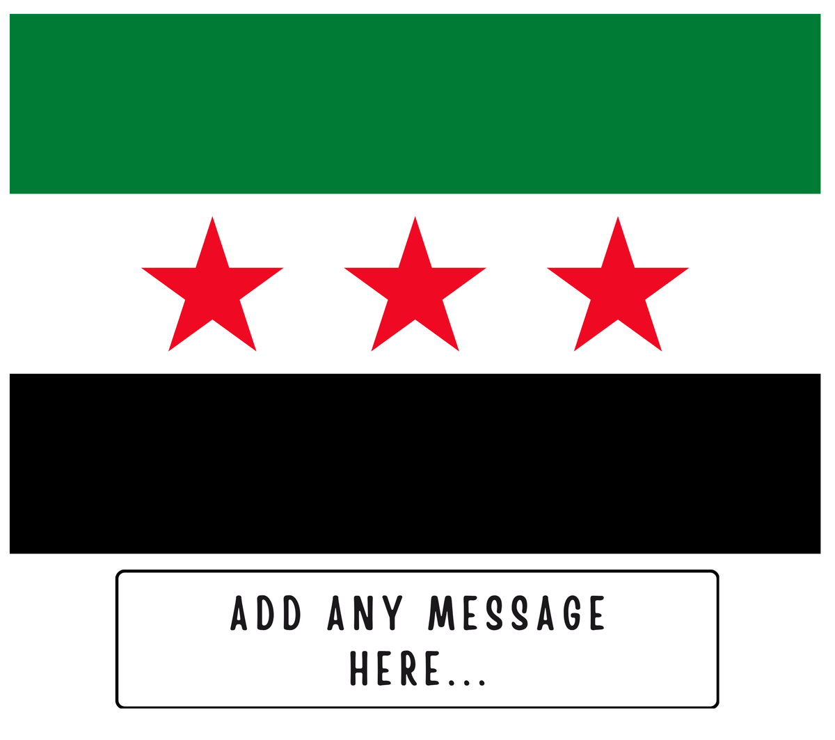 Personalised Syria flag mug – flat source artwork with space for a personalised message