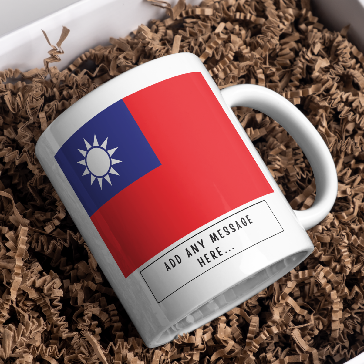 Personalised Taiwan flag mug – gift presentation on paper packing