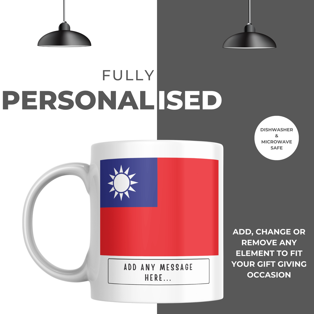 Personalised Taiwan flag mug – personalisation and care information