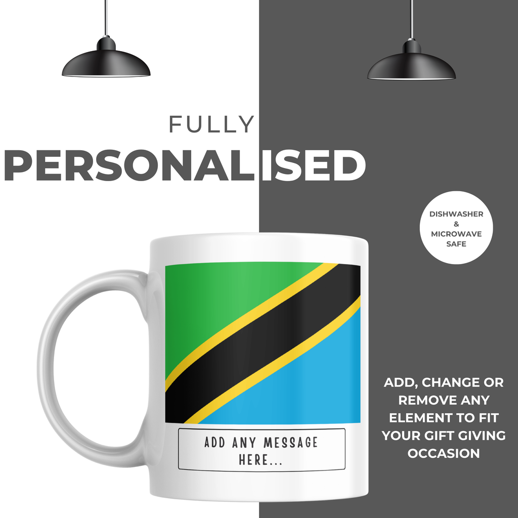 Personalised Tanzania flag mug – personalisation and care information