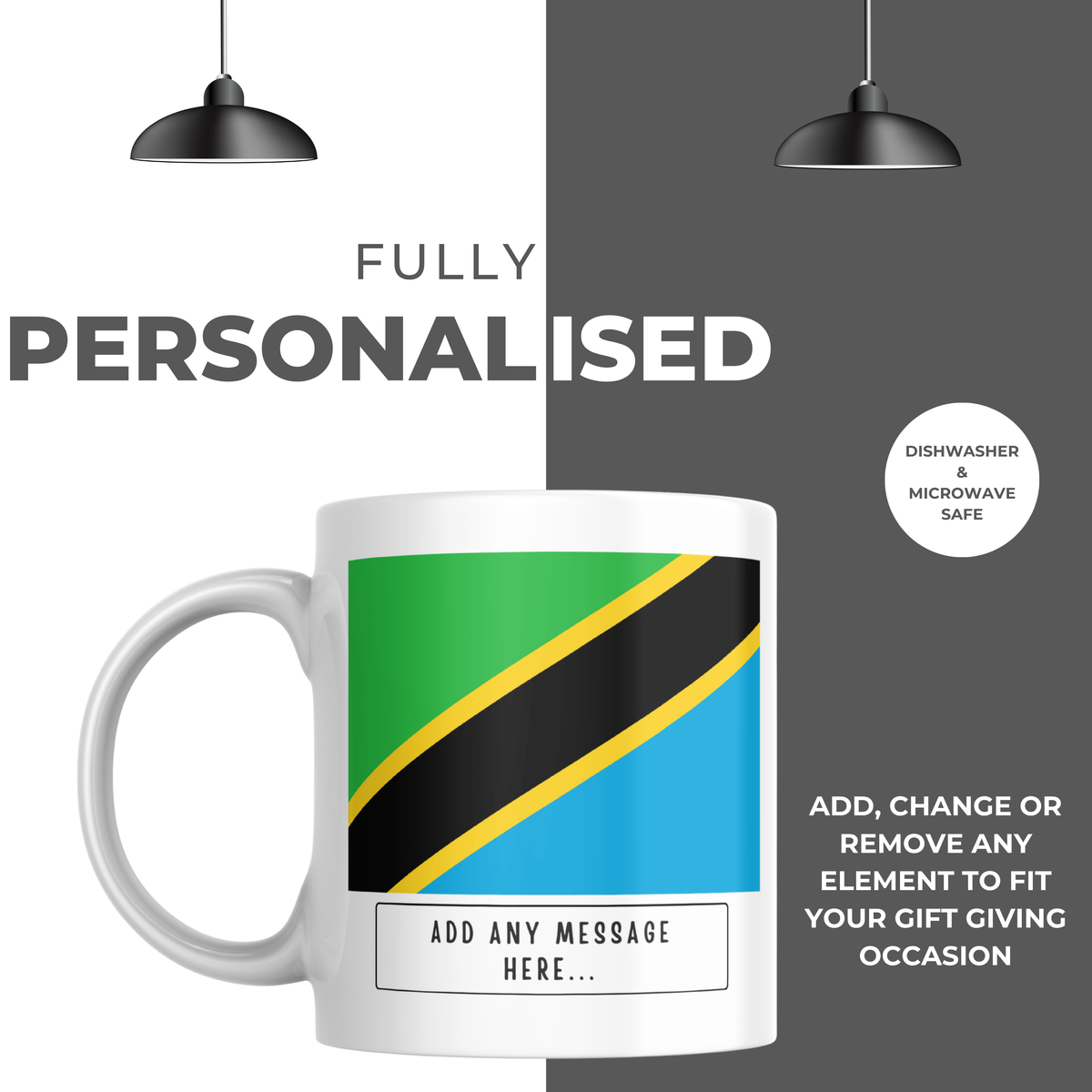 Personalised Tanzania flag mug – personalisation and care information