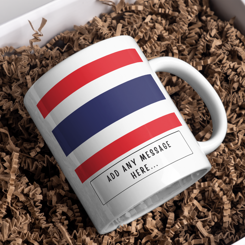 Personalised Thailand flag mug – gift presentation on paper packing