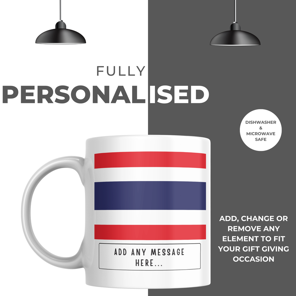 Personalised Thailand flag mug – personalisation and care information