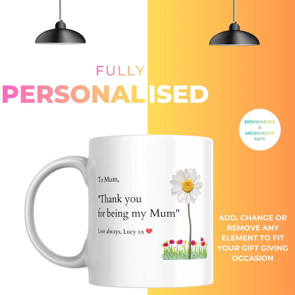 Thank You for Being My Mum Mug – personalisation information