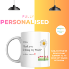 Thank You for Being My Mum Mug – personalisation information