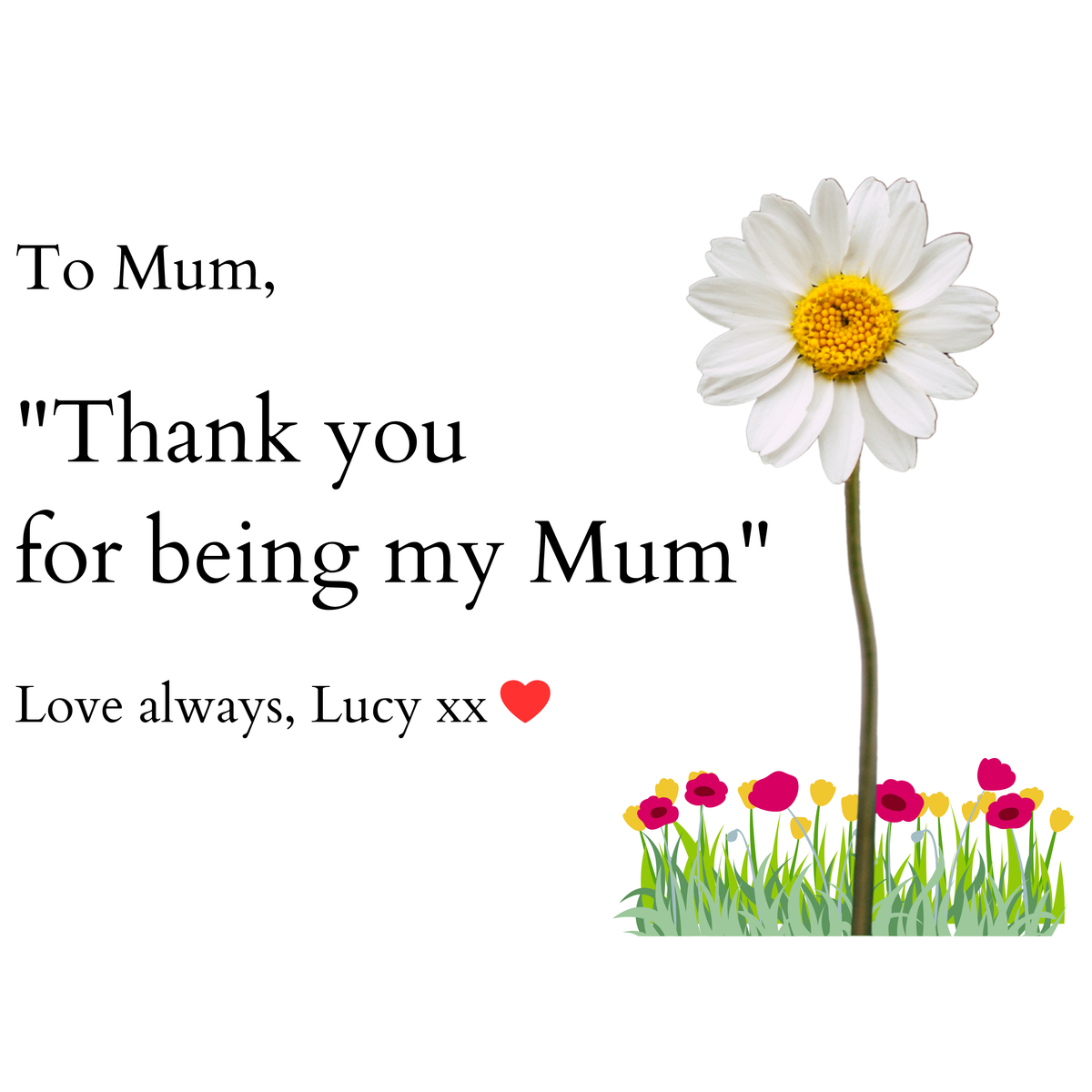 Thank You for Being My Mum Mug – original flat artwork