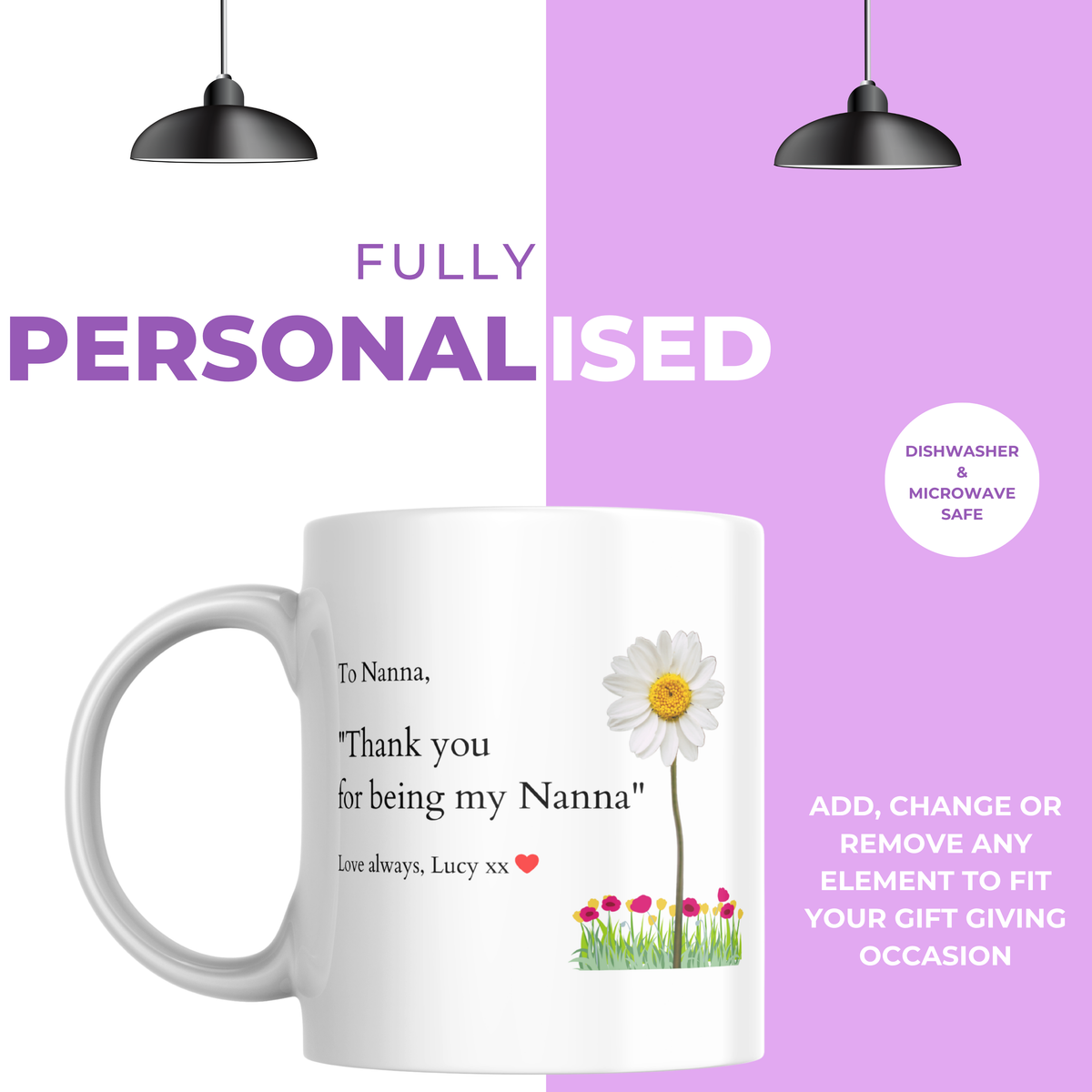 Thank You for Being My Nanna Mug – personalisation information