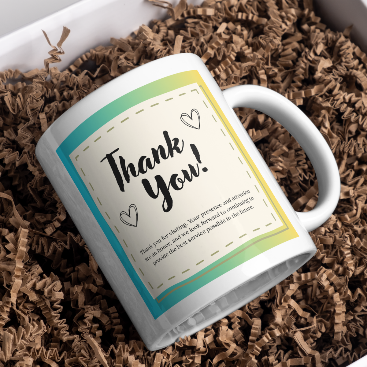 Thank You Note Mug – gift presentation on paper packing