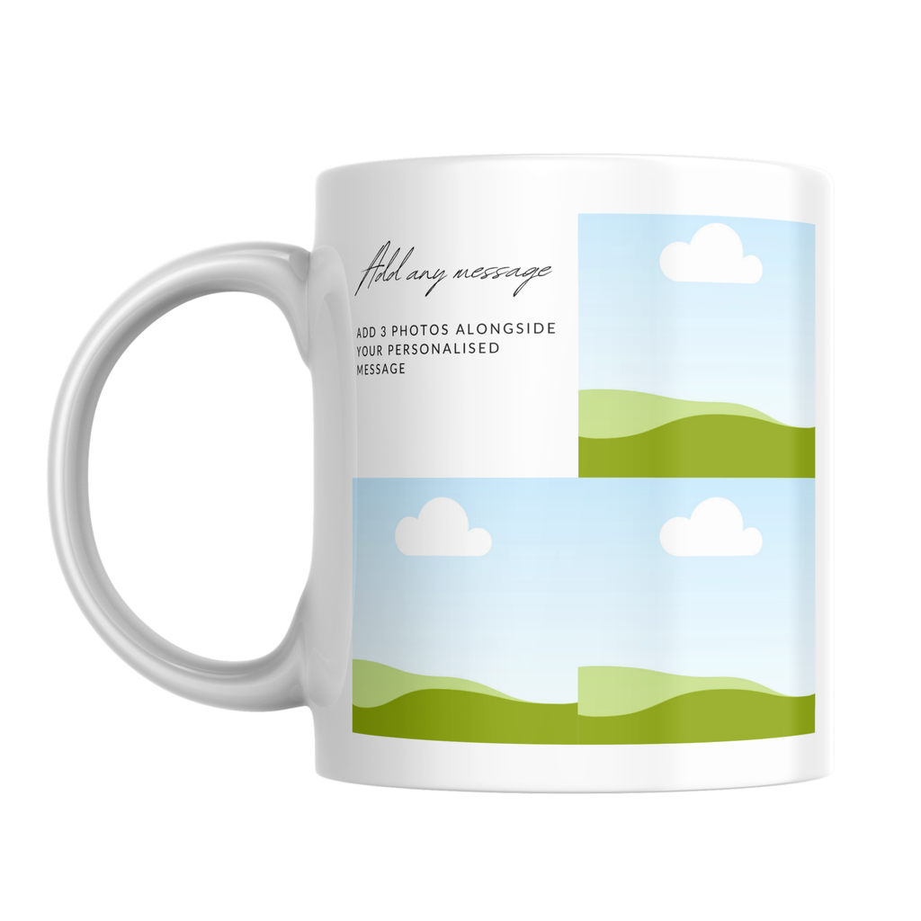 Three Photo Collage Mug – front view showing photo placeholders