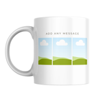 Three Photo Strip Mug – front view showing photo placeholders