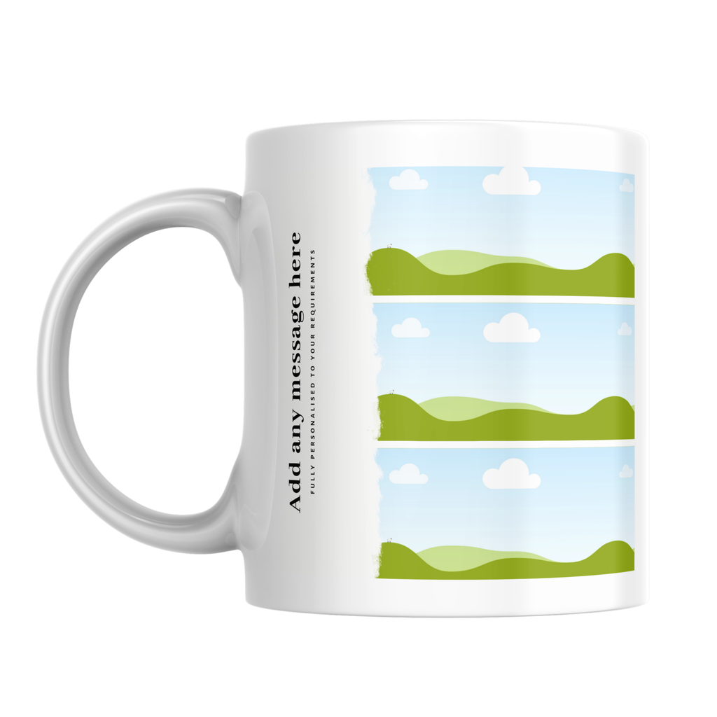 Three Stacked Photos Mug – front view showing photo placeholders