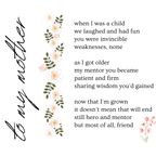 To My Mother Poem Mug – original flat artwork
