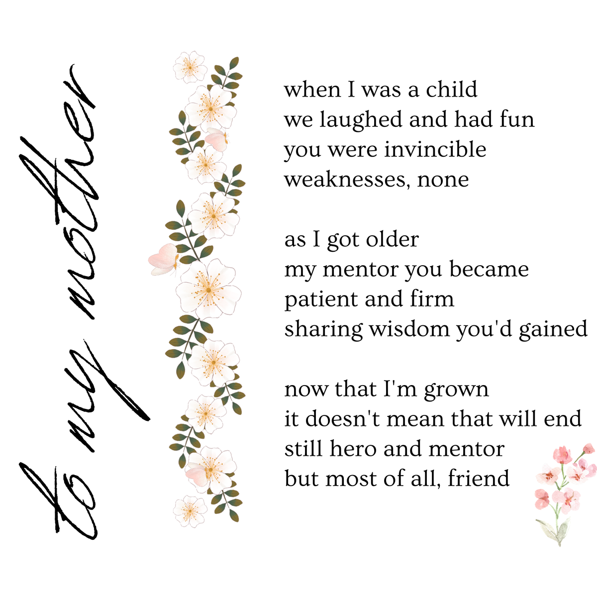 To My Mother Poem Mug – original flat artwork