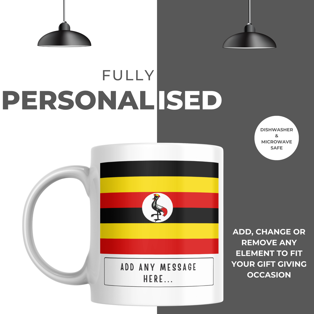 Personalised Uganda flag mug – personalisation and care information