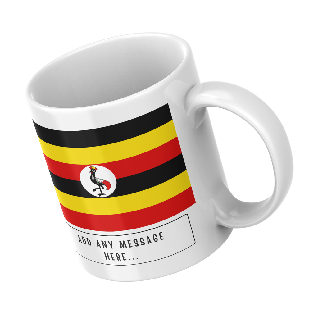 Personalised Uganda flag mug – angled view