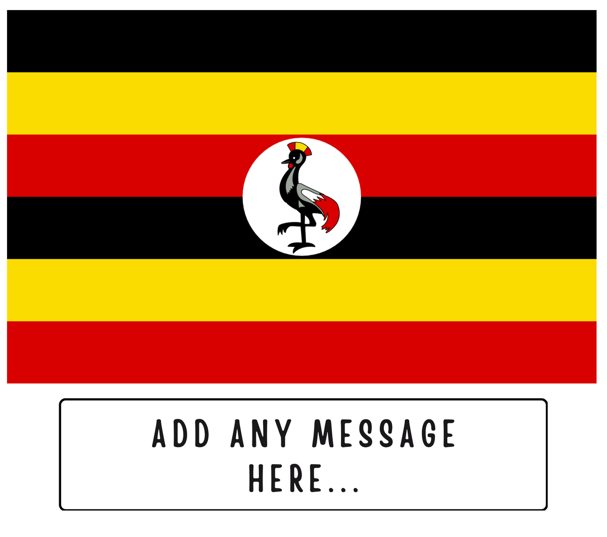 Personalised Uganda flag mug – flat source artwork with space for a personalised message