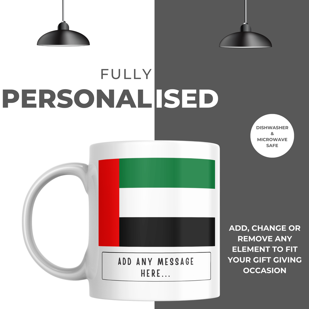 Personalised United Arab Emirates flag mug – personalisation and care information