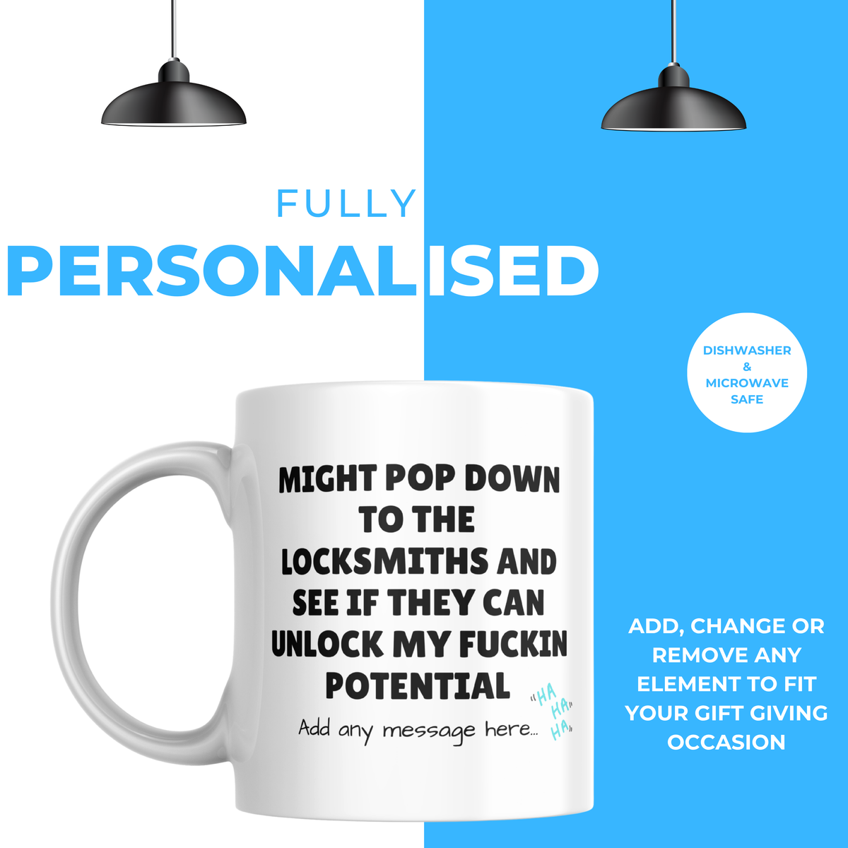 Unlock My Potential Locksmith Mug – personalisation information