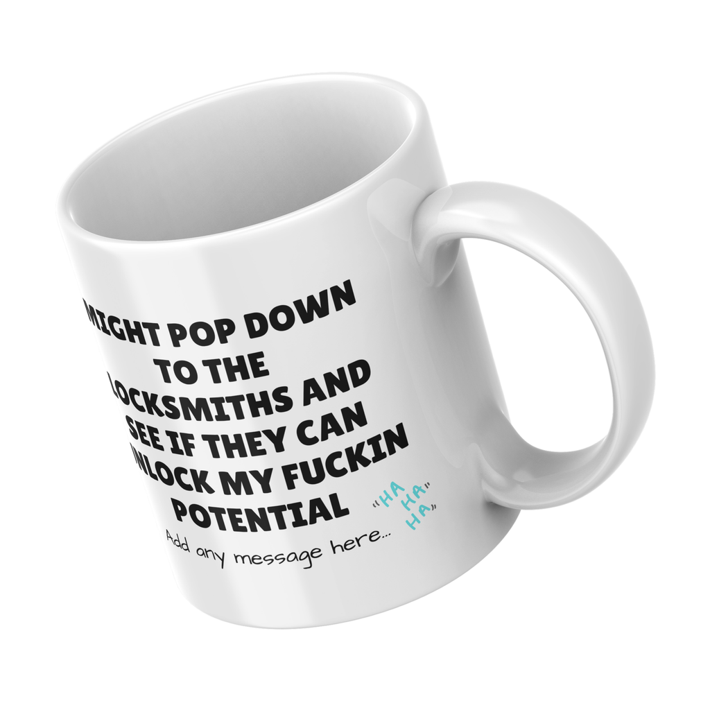 Unlock My Potential Locksmith Mug – angled view