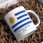 Personalised Uruguay flag mug – gift presentation on paper packing