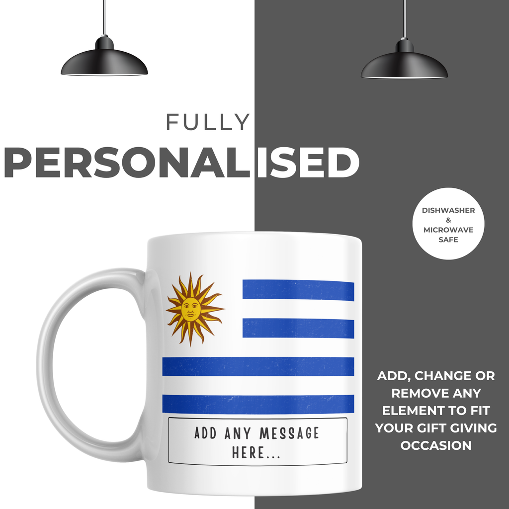 Personalised Uruguay flag mug – personalisation and care information