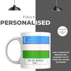Personalised Uzbekistan flag mug – personalisation and care information