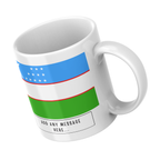 Personalised Uzbekistan flag mug – angled view