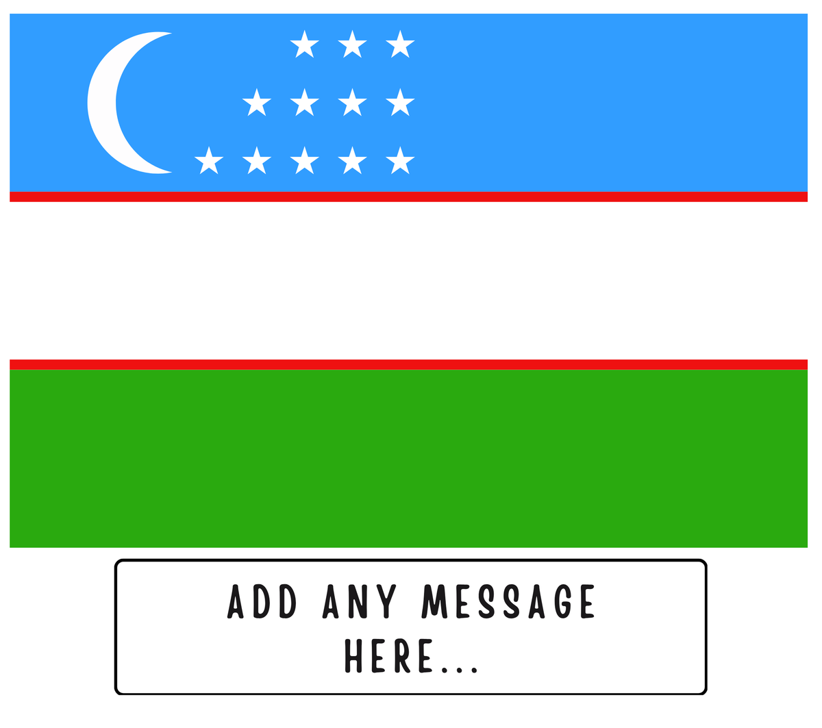 Personalised Uzbekistan flag mug – flat source artwork with space for a personalised message