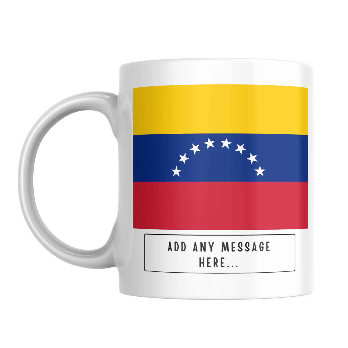 Personalised Venezuela flag mug – front view