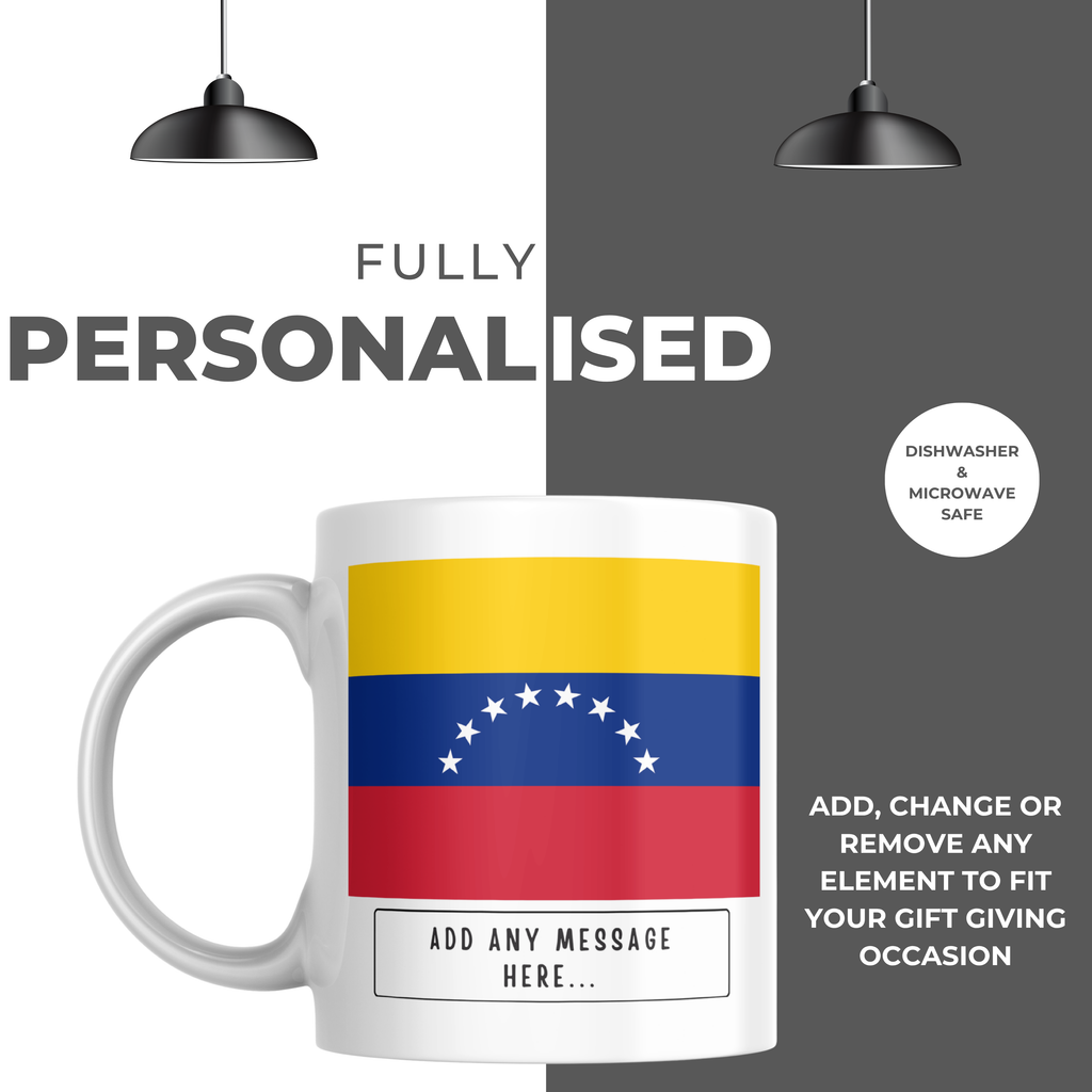 Personalised Venezuela flag mug – personalisation and care information