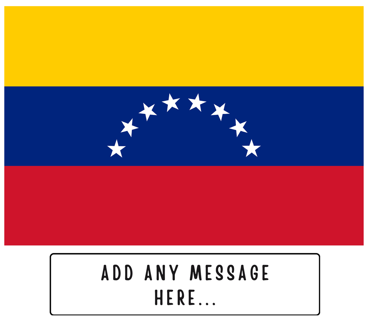 Personalised Venezuela flag mug – flat source artwork with space for a personalised message