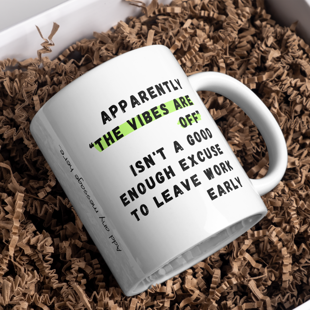 The Vibes Are Off Work Mug – gift presentation on paper packing